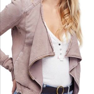 Free People Shrunken Moto Jacket in Mauve.